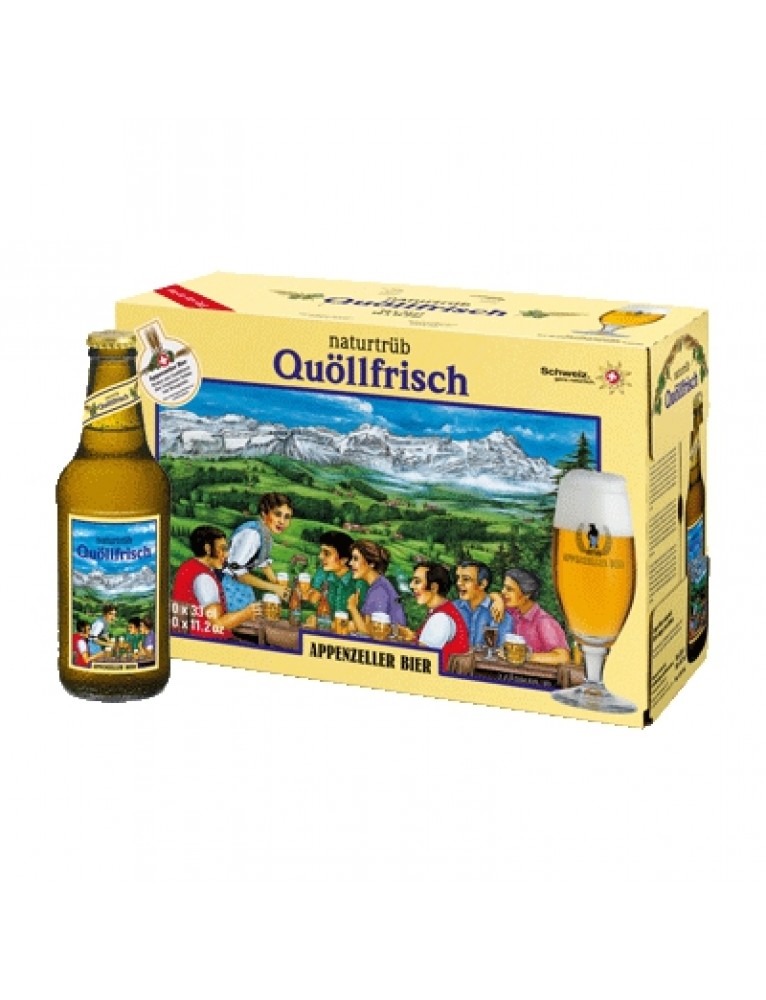 Appenzeller Bier - 'Quöllfrisch Naturtrüb' Non-Filtered Premium Lager Beer (10 x 33 CL)