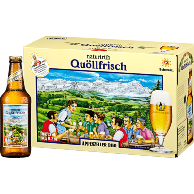 Appenzeller Bier - 'Quöllfrisch Naturtrüb' Non-Filtered Premium Lager Beer (10 x 33 CL)
